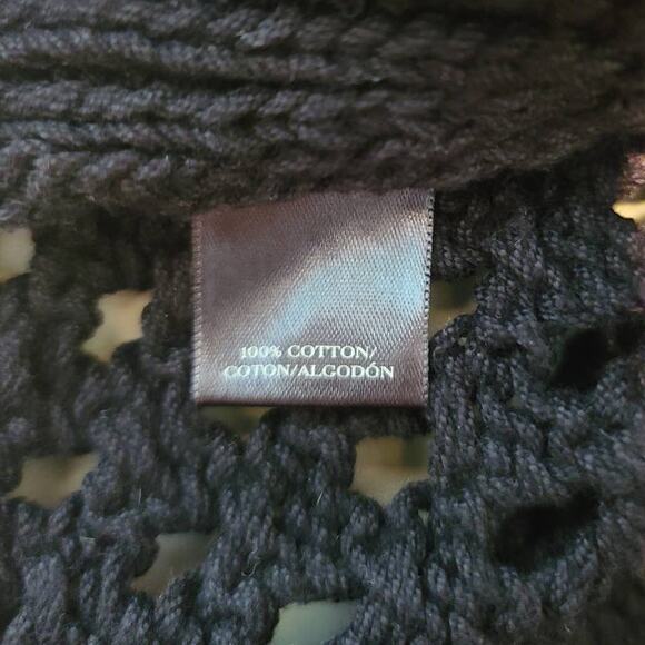 Ann Taylor black cotton open weave long sleeve sweater - medium - Picture 6 of 6